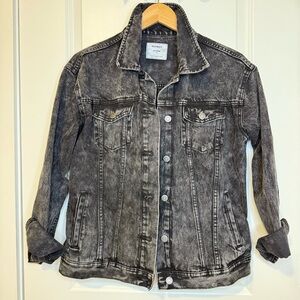 Old Navy Black Acid Wash Denim Jacket Size S | Edgy Vintage Look